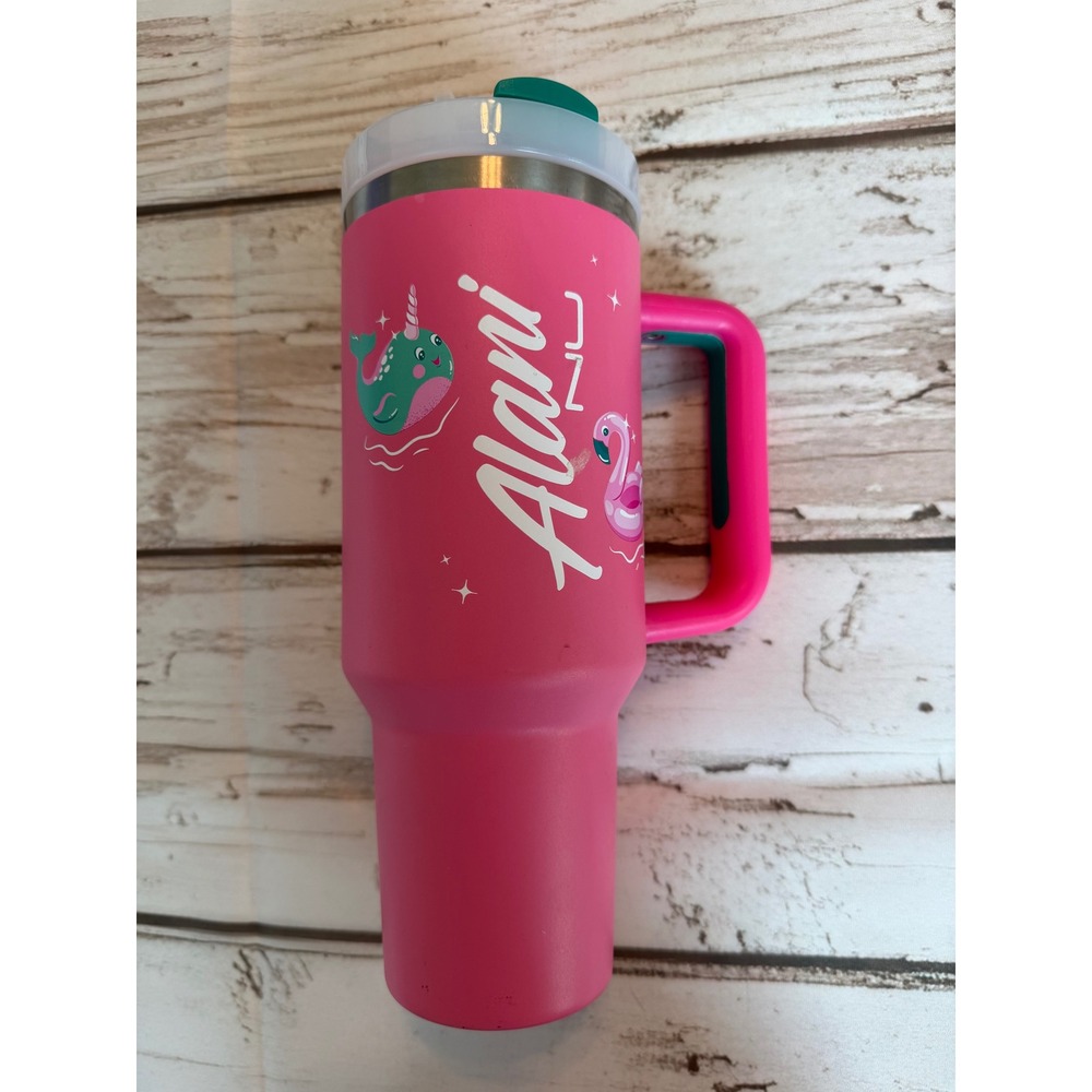 Alani Nu Pink Insulated Stainless Steel Tumbler with Handle and Straw 40oz Cup